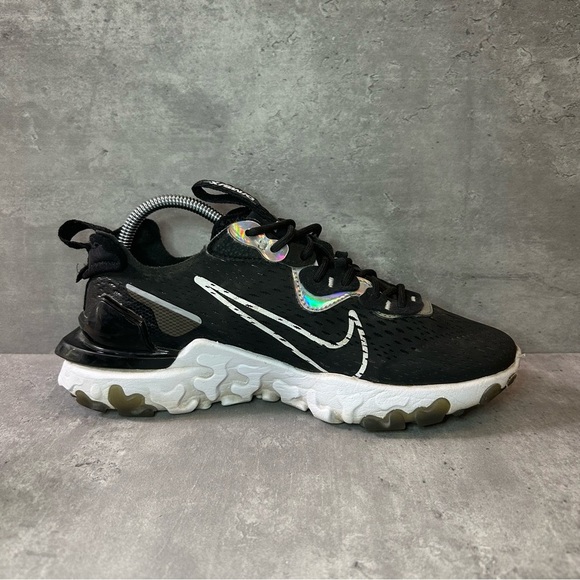 Nike React Vision Running Shoes CW0730-001 Womens sz 7 - black/white - Picture 3 of 6